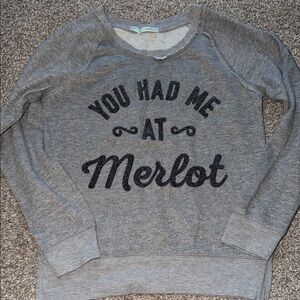 Gray Women's Sweater with Black Text